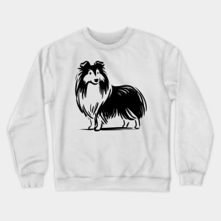 This is a simple black ink drawing of a Sheltie dog Crewneck Sweatshirt